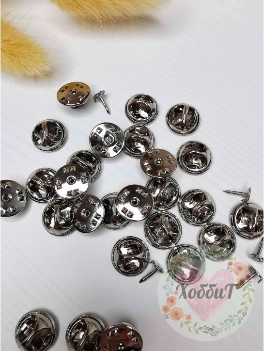 Заготовка для значков/брошек "Гвоздик" 12мм. (серебро)